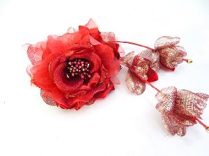 リサイクル 和装小物 コサージュ 薔薇の花 ビーズ ラメ